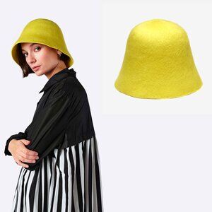 New WYETH IZZY Wool Mohair Yellow Bucket Hat